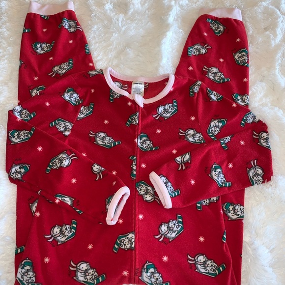 Lands’ End fleece zip one piece Jammie’s/ jogger style. Holiday/Christmas Sz 14 - Picture 2 of 7